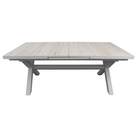 Comedor Expandible 2 M / 2.6 M para Exterior o Jardin de Lujo  Sultan + 8 Koshem Blanco