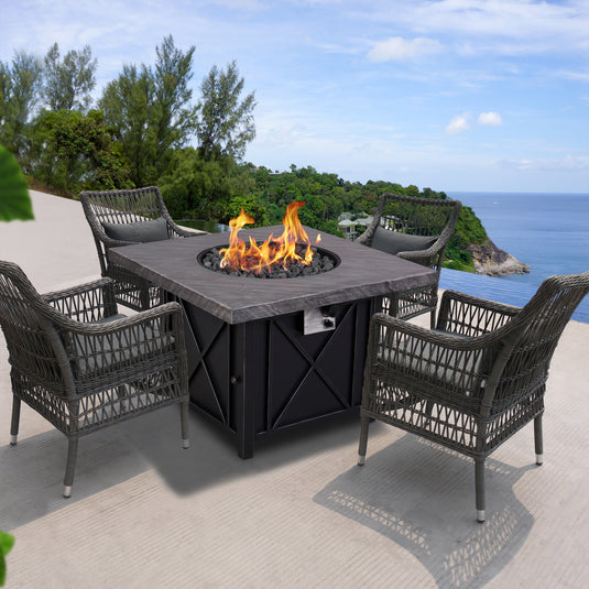 Square black fire pit - 41630