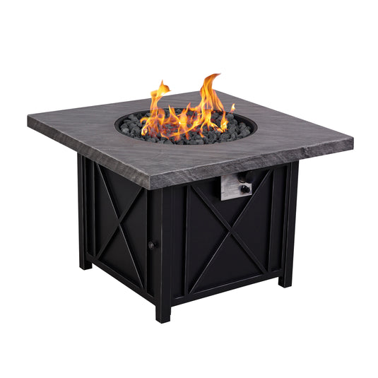 Square black fire pit - 41630