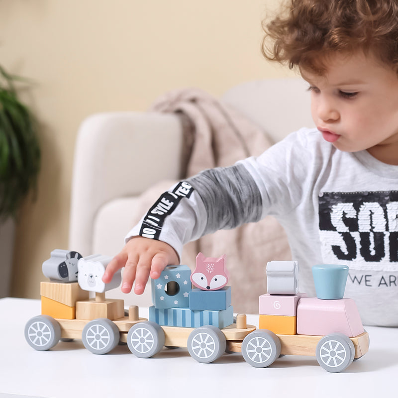 Load image into Gallery viewer, Juego de tren apilable de madera - 44015
