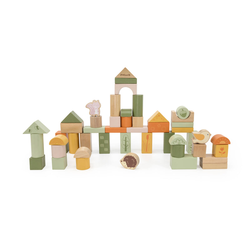 Cargue la imagen en el visor de la galería, Juego bloques de madera 50 pz bosque verde - 44230
