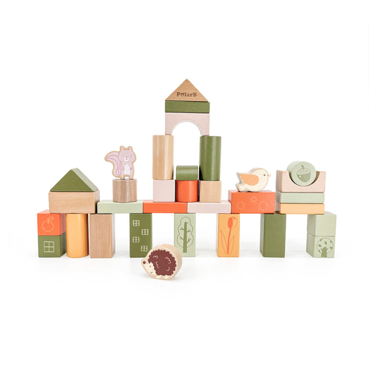 Juego bloques de madera 50 pz bosque verde - 44230