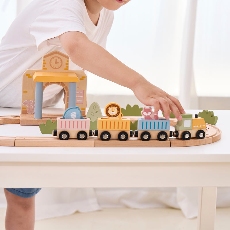 Load image into Gallery viewer, Juego tren de madera 30 pz - 44257N
