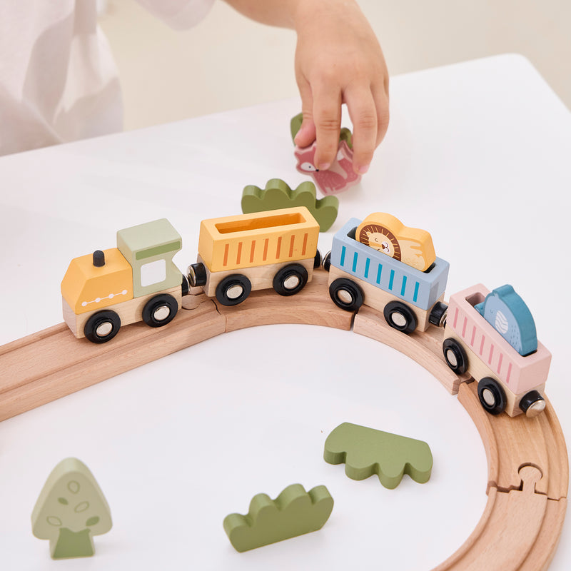 Load image into Gallery viewer, Juego tren de madera 30 pz - 44257N
