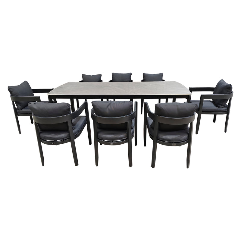 Cargue la imagen en el visor de la galería, Comedor Alarcon 2.2M + 8 sillas alarcon color negro - GL3AE-ALAR
