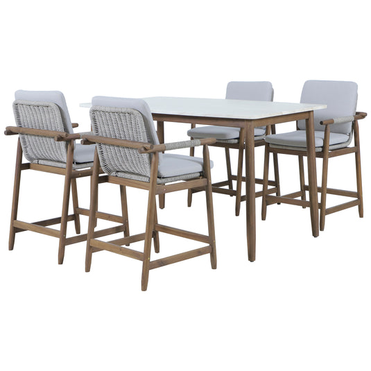 Comedor alto de Madera Apoyo 1.6M con 4 sillas Apoyo - HUC38938B-4