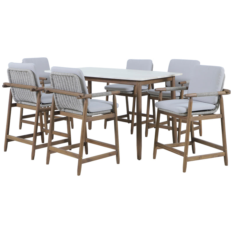 Load image into Gallery viewer, Comedor alto de Madera Apoyo 1.6M con 6 sillas Apoyo - HUC38938B-6
