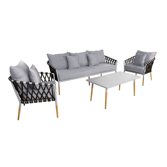 Sala para Exterior e Interior de Aluminio Color Blanco con Negro BELINAS-10095