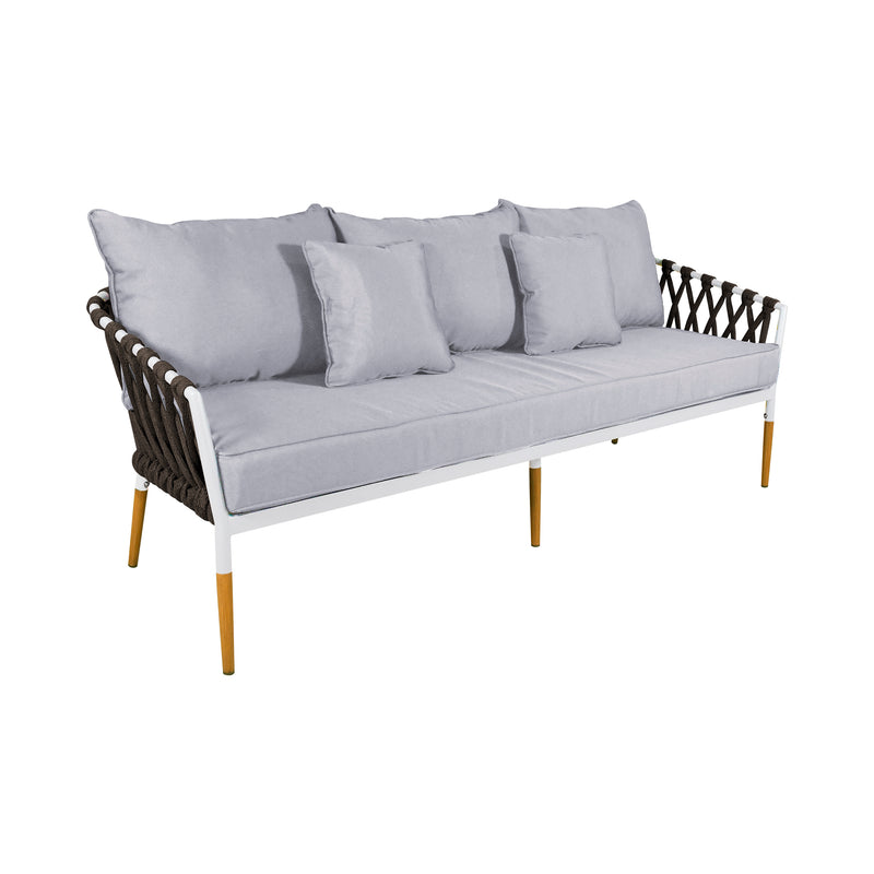 Cargue la imagen en el visor de la galería, Sala para Exterior e Interior de Aluminio Color Blanco con Café BELINAS-10095

