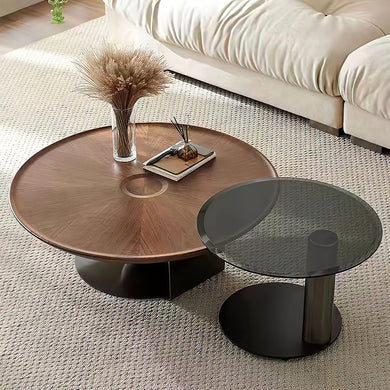 Mesa de Centro de interior doble BIWA color Cafe  2 PIEZAS  D.80cms, D.50cms - GB08485