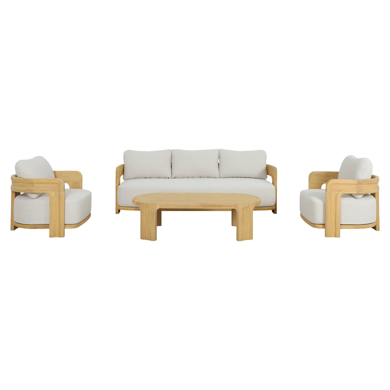 Cargue la imagen en el visor de la galería, Set triple de madera Blaise para exterior color Natural - HUC41057-53-56-TRI
