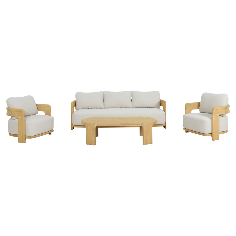 Cargue la imagen en el visor de la galería, Set triple de madera Blaise para exterior color Natural - HUC41057-53-56-TRI
