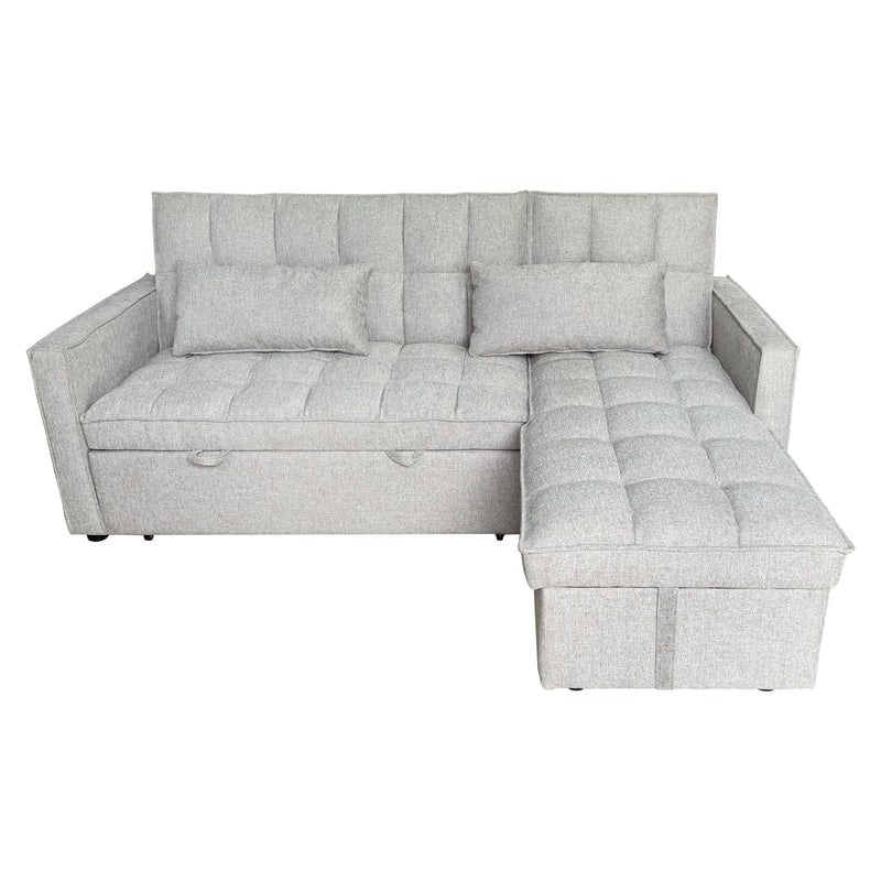 Cargue la imagen en el visor de la galería, Sofá cama 3 en 1 corner con almacenamiento BREGO color Beige claro - YA584
