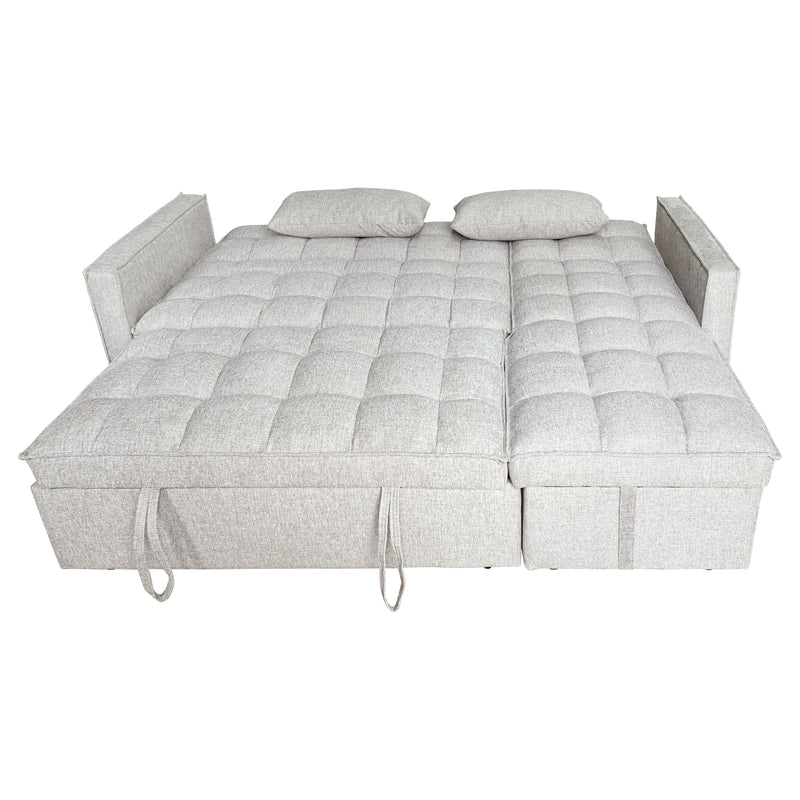 Cargue la imagen en el visor de la galería, Sofá cama 3 en 1 corner con almacenamiento BREGO color Beige claro - YA584
