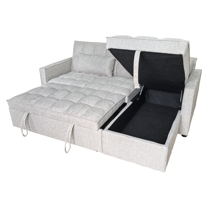 Cargue la imagen en el visor de la galería, Sofá cama 3 en 1 corner con almacenamiento BREGO color Beige claro - YA584

