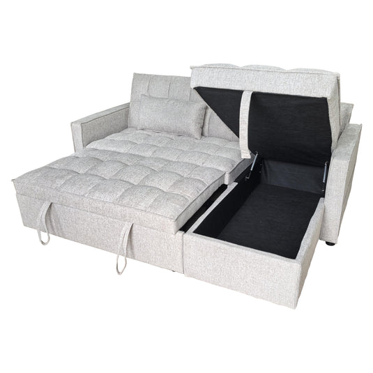 Sofá cama 3 en 1 corner con almacenamiento BREGO color Beige claro - YA584