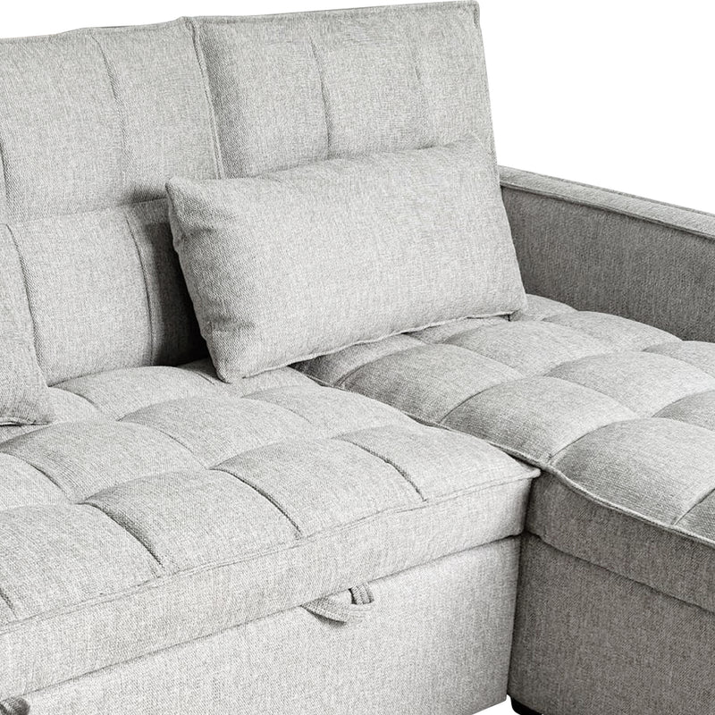 Cargue la imagen en el visor de la galería, Sofá cama 3 en 1 corner con almacenamiento BREGO color Beige claro - YA584
