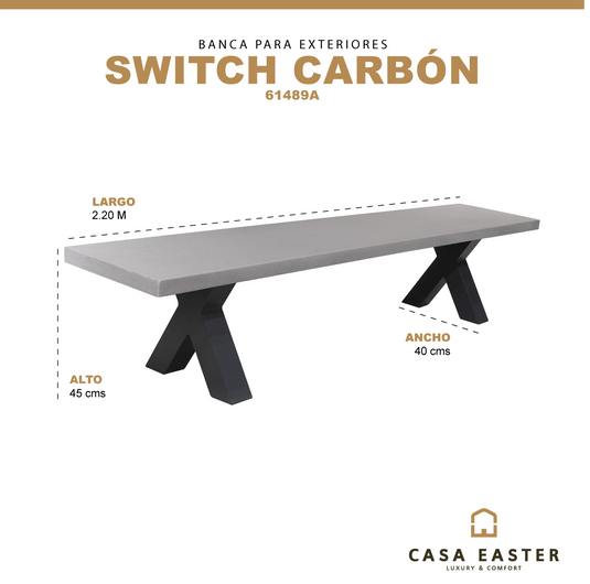 Banca Larga Rectangular Estructura De Aluminio Color Carbon SWITCH- 61489A CasaEaster
