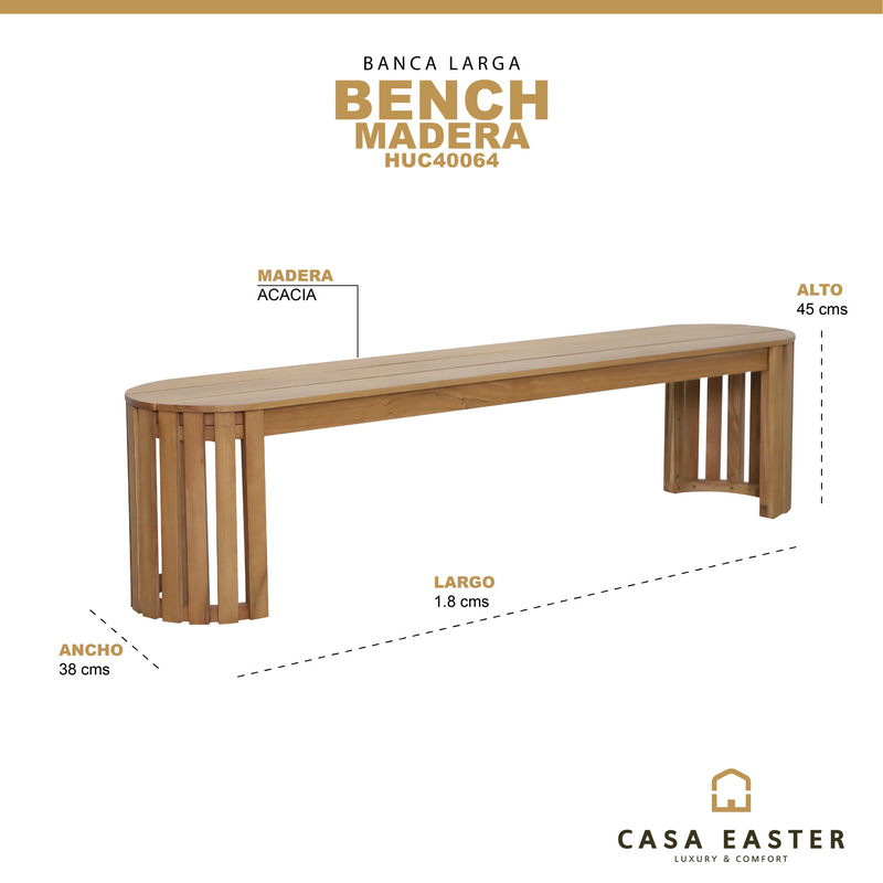Cargue la imagen en el visor de la galería, Banca madera Rectangular Bench HUC40064 CasaEaster
