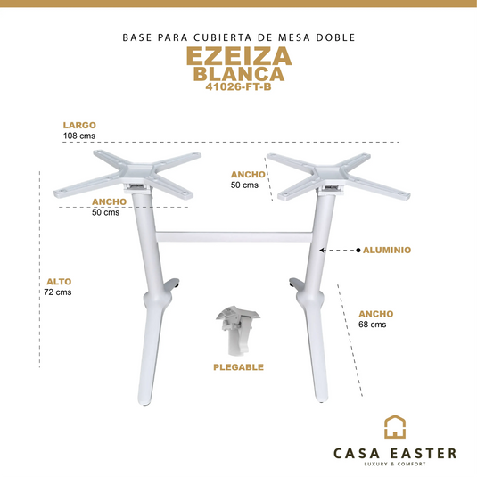 Double Base for White Aluminum Table Cover-EZEIA-41026-FT-B