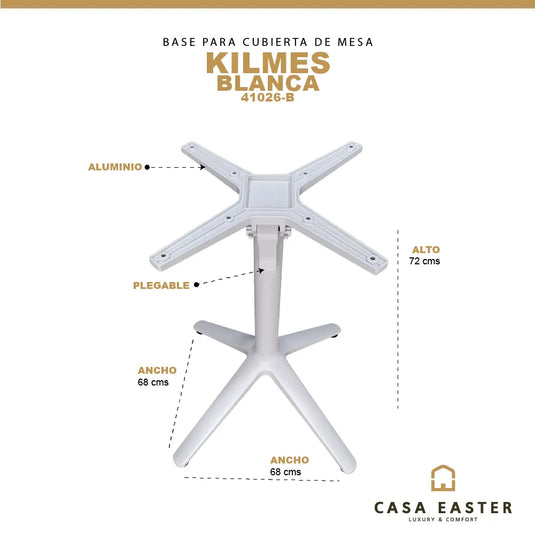 Base  Para Cubierta de Mesa de Aluminio  Color Blanco KILMES-41026-B CasaEaster