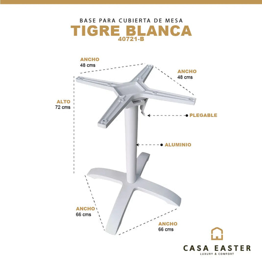 Base  Para Cubierta de Mesa de Aluminio Color Blanco TIGRE BLANCA-40721-B CasaEaster