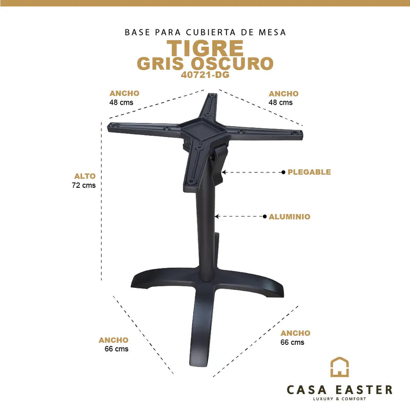 Cargue la imagen en el visor de la galería, Base  Para Cubierta de Mesa de Aluminio Color Gris Oscuro TIGRE-40721-DG CasaEaster
