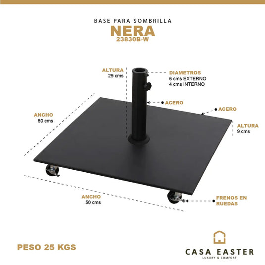 Base para Sombrilla Color Negro-NERA 23830B-W CasaEaster