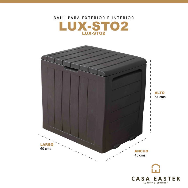 Cargue la imagen en el visor de la galería, Baul para Exterior e Interior De Plastico  Color Negro-LUX-ST02-LUX-ST02 CasaEaster
