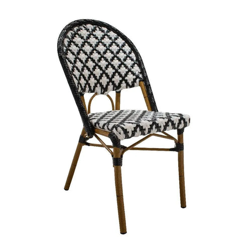 Silla de Rattan para exterior e interior Color Negro/Blanco DALAS -DA70