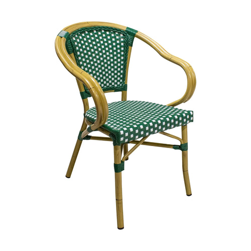 Silla de Rattan para exterior e interior Color Verde/Blanco INDIA 302-OC01