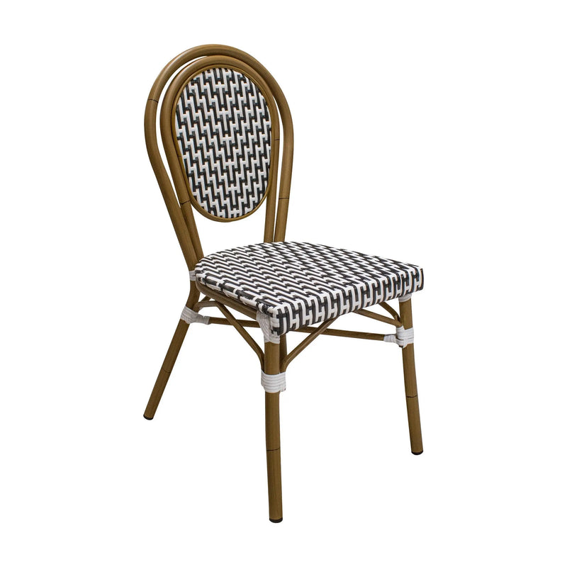 Cargue la imagen en el visor de la galería, Silla de Rattan para exterior e interior Color Negro/Blanco ITALIA-IT-19
