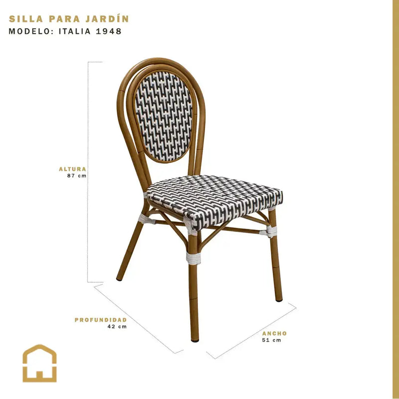 Cargue la imagen en el visor de la galería, Silla de Rattan para exterior e interior Color Negro/Blanco ITALIA-IT19 CasaEaster
