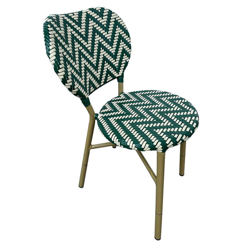 Silla de Rattan para exterior e interior Color Verde/ Blanco MAKRAME -6767