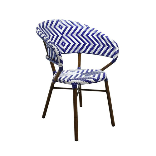 Silla de Rattan para exterior e interior Color Azul/Blanco  OLIMPIA-OL36