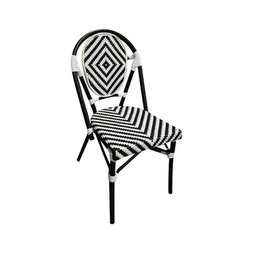 Silla de Rattan para exterior e interior Color Negro/Blanco SINGAPURE -S-G