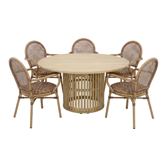 Comedor redondo Cairns 1.5M + 5 sillas Pingarm - HUC28401 / 3301