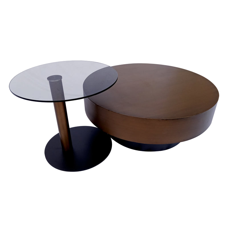 Cargue la imagen en el visor de la galería, Mesa de Centro o doble Chiibal Color Oro 2 PIEZAS D.80cms , D.50cms  -BR504532
