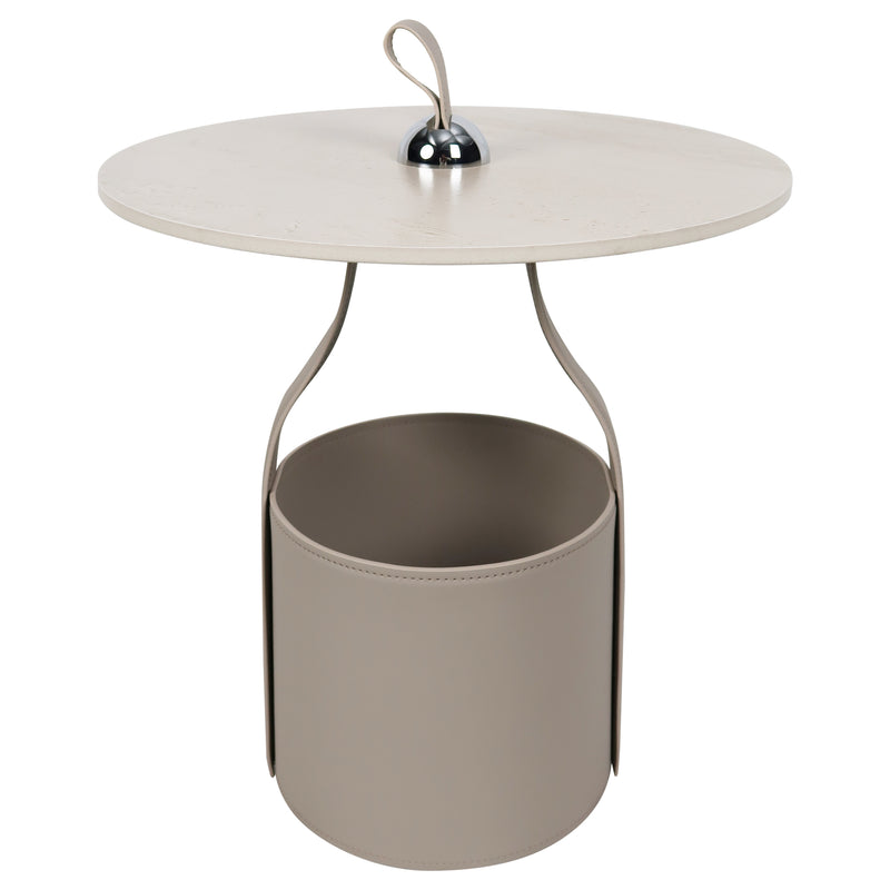 Load image into Gallery viewer, CJ357 Indoor Bistro Table with Beige Faux Leather and Stone Top - CJ357 
