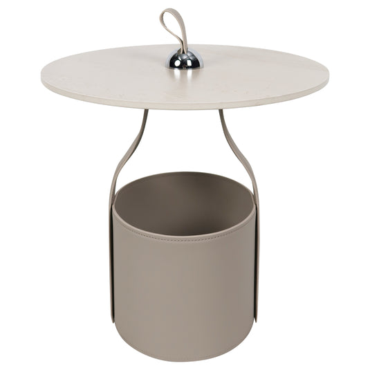 Mesa Bistro CJ357 de Interior con piel sintética color beige y cubierta de piedra - CJ357