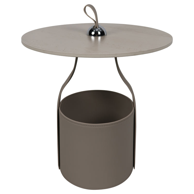 Cargue la imagen en el visor de la galería, Mesa Bistro CJ357 de Interior con piel sintética color beige y cubierta de piedra - CJ357
