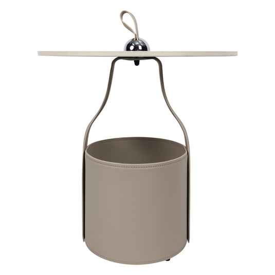 CJ357 Indoor Bistro Table with Beige Faux Leather and Stone Top - CJ357 