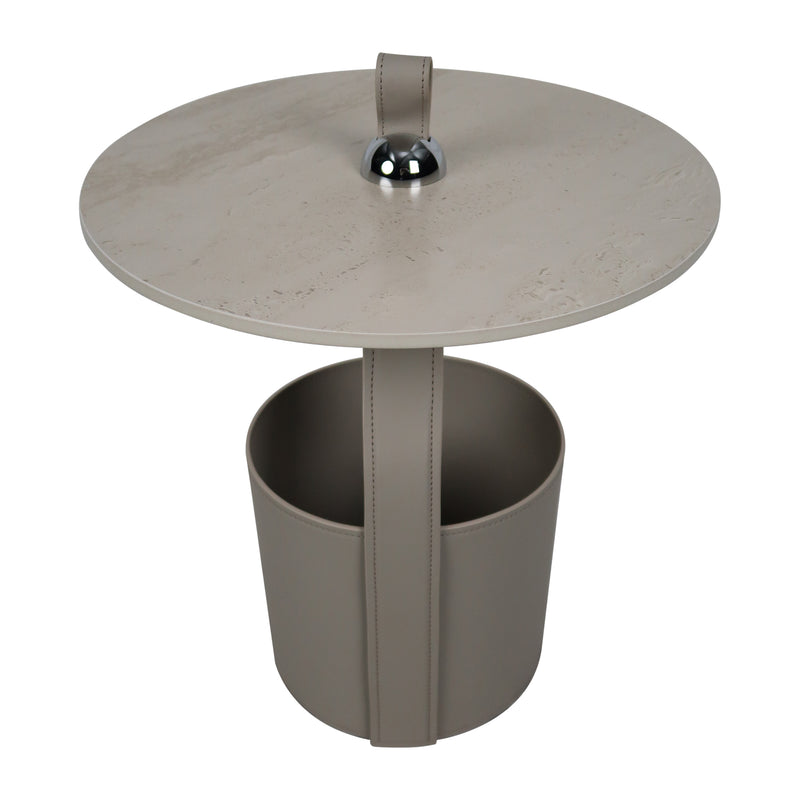 Cargue la imagen en el visor de la galería, Mesa Bistro CJ357 de Interior con piel sintética color beige y cubierta de piedra - CJ357
