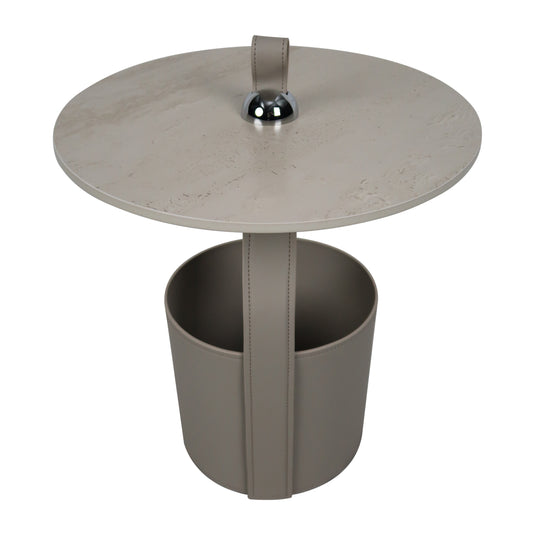 Mesa Bistro CJ357 de Interior con piel sintética color beige y cubierta de piedra - CJ357