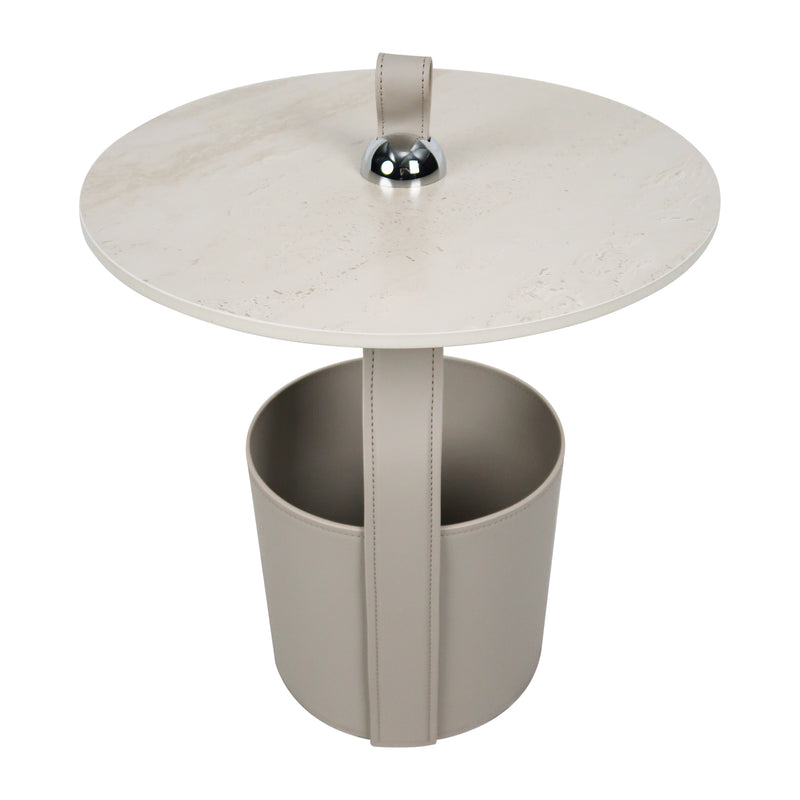 Load image into Gallery viewer, CJ357 Indoor Bistro Table with Beige Faux Leather and Stone Top - CJ357 
