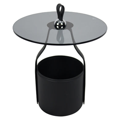 Mesa Bistro CJ357 de Interior con piel sintética y cristal - CJ357-BLK