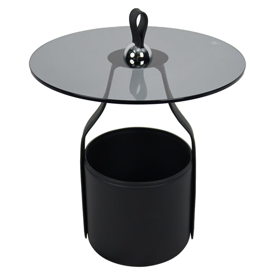 Mesa Bistro CJ357 de Interior con piel sintética y cristal - CJ357-BLK