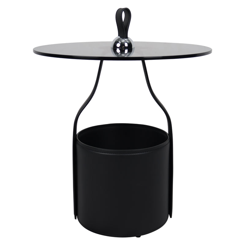 Cargue la imagen en el visor de la galería, Mesa Bistro CJ357 de Interior con piel sintética y cristal - CJ357-BLK
