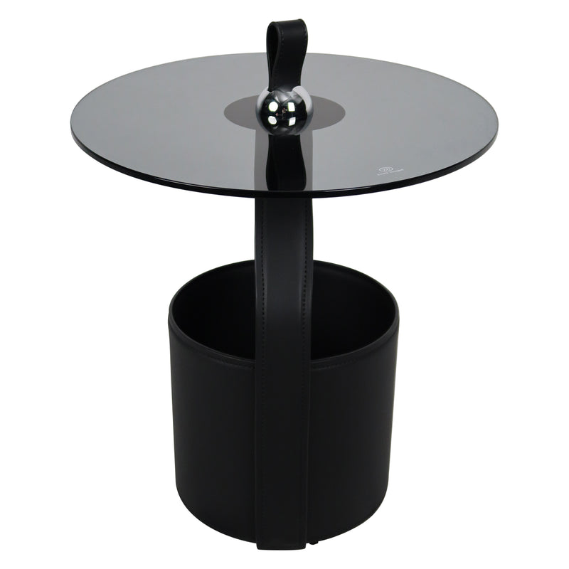Cargue la imagen en el visor de la galería, Mesa Bistro CJ357 de Interior con piel sintética y cristal - CJ357-BLK

