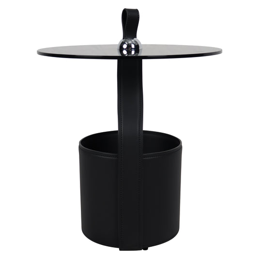 Mesa Bistro CJ357 de Interior con piel sintética y cristal - CJ357-BLK